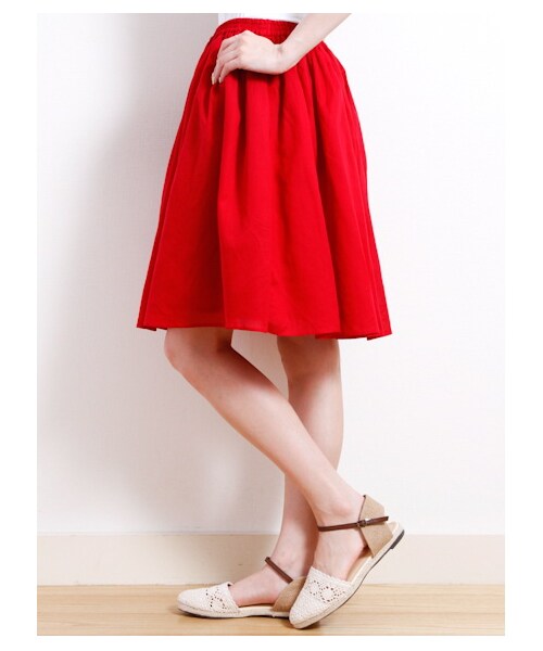 earth music&ecology(アースミュージックアンドエコロジー)の「・ギャザーカラースカート(スカート・レディース・レッド/グリーン/ブルー/ネイビー/カモフラージュ・F)」の7枚目の写真