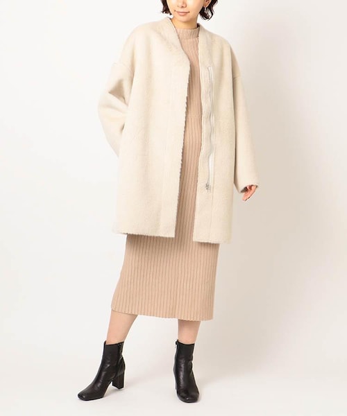 新品　NINE　ナイン　ウールコート　F　ベージュ NINE（ナイン）の「リバｰシブルファｰコｰト（）」 - WEAR
