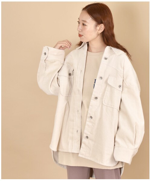 w closet（ダブルクローゼット）の「ウエスタン切り替え裏付ＢＩＧシャツはおり（ジャケット/アウター・レディース・アイボリー/グレージュ/モカ/ピンク/サックス/ブラウン・FREE/M/L/23.5/24.5）」の7枚目の写真