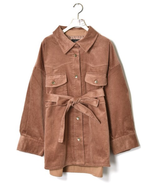 w closet（ダブルクローゼット）の「ウエスタン切り替え裏付ＢＩＧシャツはおり（ジャケット/アウター・レディース・アイボリー/グレージュ/モカ/ピンク/サックス/ブラウン・FREE/M/L/23.5/24.5）」の6枚目の写真