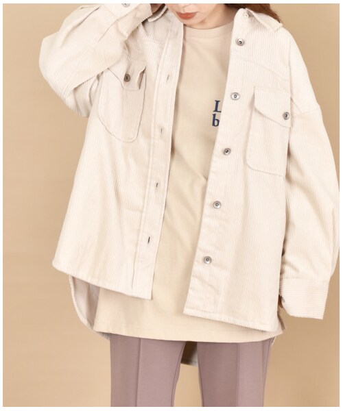 w closet（ダブルクローゼット）の「ウエスタン切り替え裏付ＢＩＧシャツはおり（ジャケット/アウター・レディース・アイボリー/グレージュ/モカ/ピンク/サックス/ブラウン・FREE/M/L/23.5/24.5）」の22枚目の写真