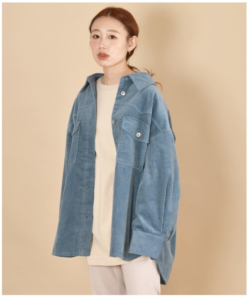 w closet（ダブルクローゼット）の「ウエスタン切り替え裏付ＢＩＧシャツはおり（ジャケット/アウター・レディース・アイボリー/グレージュ/モカ/ピンク/サックス/ブラウン・FREE/M/L/23.5/24.5）」の11枚目の写真