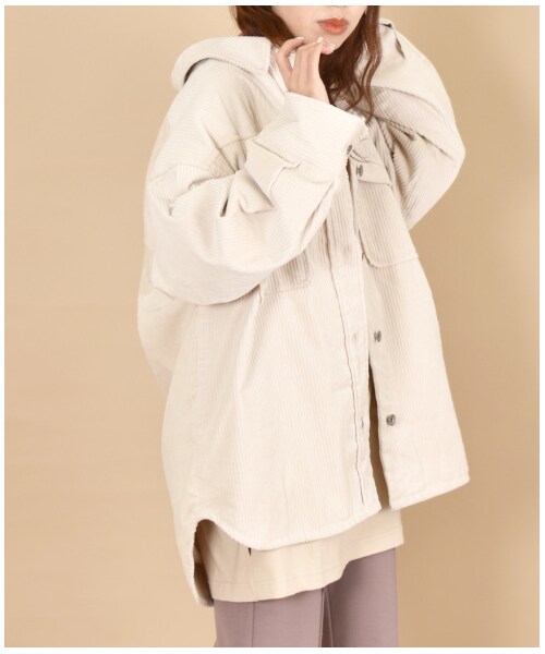 w closet（ダブルクローゼット）の「ウエスタン切り替え裏付ＢＩＧシャツはおり（ジャケット/アウター・レディース・アイボリー/グレージュ/モカ/ピンク/サックス/ブラウン・FREE/M/L/23.5/24.5）」の20枚目の写真