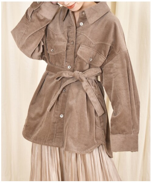 w closet（ダブルクローゼット）の「ウエスタン切り替え裏付ＢＩＧシャツはおり（ジャケット/アウター・レディース・アイボリー/グレージュ/モカ/ピンク/サックス/ブラウン・FREE/M/L/23.5/24.5）」の10枚目の写真