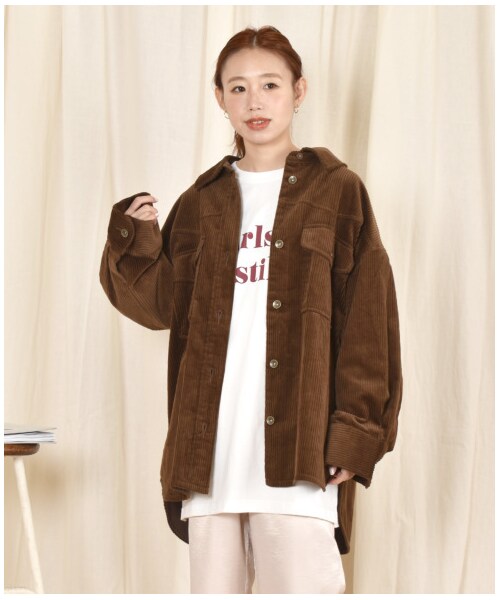 w closet（ダブルクローゼット）の「ウエスタン切り替え裏付ＢＩＧシャツはおり（ジャケット/アウター・レディース・アイボリー/グレージュ/モカ/ピンク/サックス/ブラウン・FREE/M/L/23.5/24.5）」の12枚目の写真