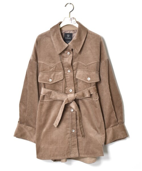 w closet（ダブルクローゼット）の「ウエスタン切り替え裏付ＢＩＧシャツはおり（ジャケット/アウター・レディース・アイボリー/グレージュ/モカ/ピンク/サックス/ブラウン・FREE/M/L/23.5/24.5）」の2枚目の写真