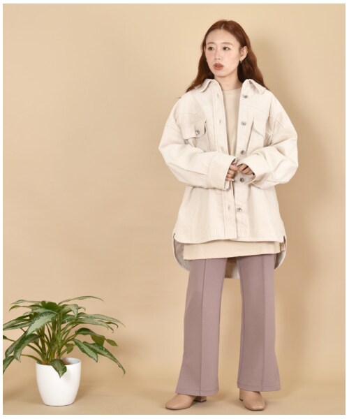 w closet（ダブルクローゼット）の「ウエスタン切り替え裏付ＢＩＧシャツはおり（ジャケット/アウター・レディース・アイボリー/グレージュ/モカ/ピンク/サックス/ブラウン・FREE/M/L/23.5/24.5）」の19枚目の写真