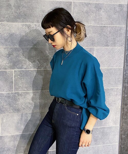 PAGEBOY（ページボーイ）の「【20SS/WEB先行予約】ハイネックボリュームニットＳＳ（トップス・レディース・オフホワイト/ベージュ/レモン/ピーコックブルー・F）」の13枚目の写真