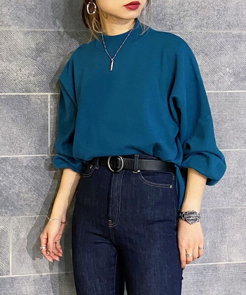 PAGEBOY（ページボーイ）の「【20SS/WEB先行予約】ハイネックボリュームニットＳＳ（トップス・レディース・オフホワイト/ベージュ/レモン/ピーコックブルー・F）」の4枚目の写真