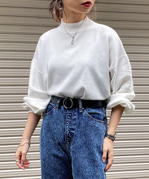 PAGEBOY（ページボーイ）の「【20SS/WEB先行予約】ハイネックボリュームニットＳＳ（トップス・レディース・オフホワイト/ベージュ/レモン/ピーコックブルー・F）」の5枚目の写真