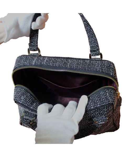 no brand（ノーブランド）の「ソフトプリーツ2wayバッグ　ショルダーバッグ　ハンドバッグ　(ブラック&ホワイト)(B65B)　【送料・代引き手数料無料】（ショルダーバッグ・レディース・その他）」の11枚目の写真