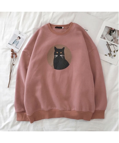 no brand(ノーブランド)の「韓国風 猫柄トレーナーシャツ メンズ スウェット ストリートファッション(スウェット・メンズ・その他)」の3枚目の写真