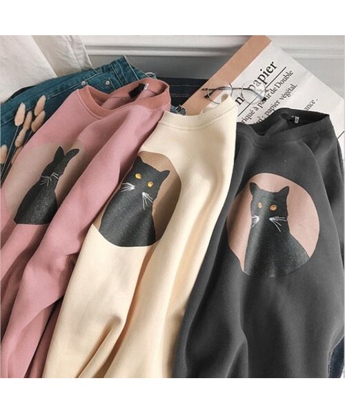 no brand(ノーブランド)の「韓国風 猫柄トレーナーシャツ メンズ スウェット ストリートファッション(スウェット・メンズ・その他)」の9枚目の写真