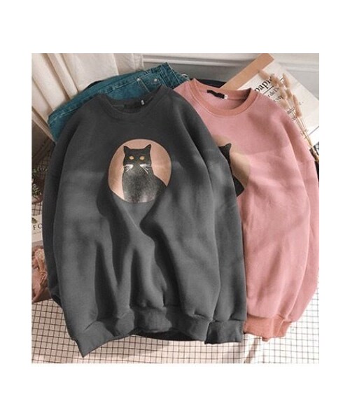 no brand(ノーブランド)の「韓国風 猫柄トレーナーシャツ メンズ スウェット ストリートファッション(スウェット・メンズ・その他)」の7枚目の写真