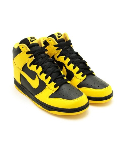 black and yellow high top nikes