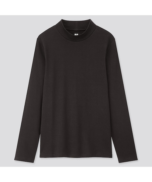 UNIQLO（ユニクロ）の「コットンフライスハイネックT（長袖）（Tシャツ/カットソー・レディース・PINK 11/OLIVE 56/GREEN 52/NATURAL 30/BLUE 66/WHITE 00/BLACK 09/GRAY 03・L/M/3XL/S/XL/XS/XXL）」の3枚目の写真