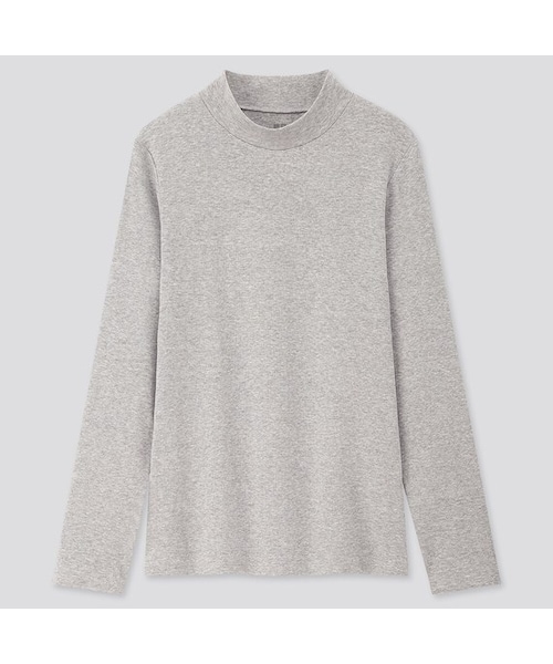 UNIQLO（ユニクロ）の「コットンフライスハイネックT（長袖）（Tシャツ/カットソー・レディース・PINK 11/OLIVE 56/GREEN 52/NATURAL 30/BLUE 66/WHITE 00/BLACK 09/GRAY 03・L/M/3XL/S/XL/XS/XXL）」の4枚目の写真
