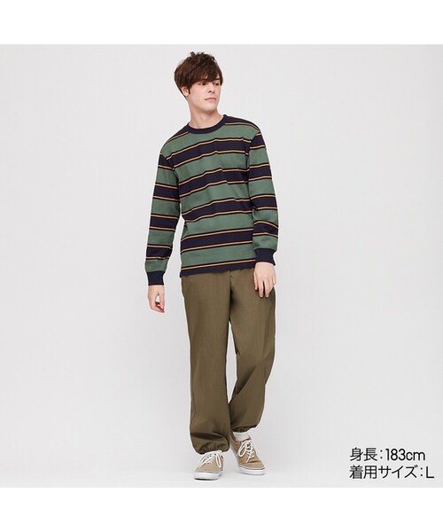 UNIQLO（ユニクロ）の「ウォッシュボーダーT（Tシャツ/カットソー・メンズ・BLUE 63/GREEN 55/WHITE 00・3XL/XS/M/S/XXL/XL/L/4XL）」の3枚目の写真