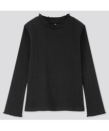 UNIQLO | GIRLS リブフリルハイネックT（長袖）(Tシャツ/カットソー)