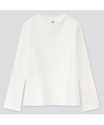 UNIQLO | GIRLS リブフリルハイネックT（長袖）(Tシャツ/カットソー)