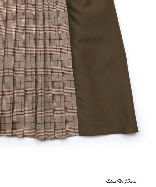 paravion（パラビオン）の「衿二重チェックワンピース（ワンピース/ドレス・レディース・ネイビー/ブラウン・ONE）」の3枚目の写真