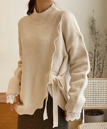 DHOLIC | サイドリボンウェーブニット(ニット/セーター)