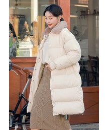 HOTPING | ファーカラー中綿ロングジャケット(ダウンジャケット/コート)