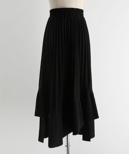 DHOLIC（ディーホリック）の「アンバランスヘムプリーツスカート（スカート・レディース・グリーン/パープル/ブラック/ブラウン/ベージュ・FREE）」の2枚目の写真