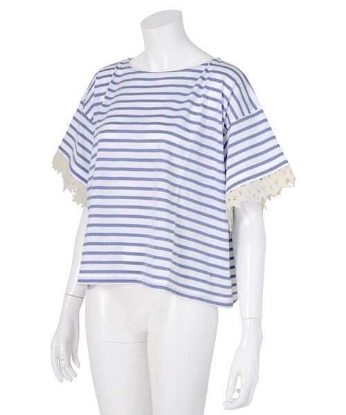 Ne-net(ネネット)の「ネ・ネット / スターCOPボーダー / Tシャツ(トップス・レディース・light blue(11)/light pink(17)・02)」の6枚目の写真