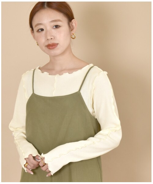 w closet(ダブルクローゼット)の「メロー切替長袖プルオーバー(トップス・レディース・アイボリー/グレーピンク/ベージュ/Lモカ/モカ・FREE/23.5/24.5/M/L)」の8枚目の写真