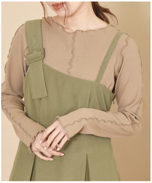 w closet(ダブルクローゼット)の「メロー切替長袖プルオーバー(トップス・レディース・アイボリー/グレーピンク/ベージュ/Lモカ/モカ・FREE/23.5/24.5/M/L)」の10枚目の写真