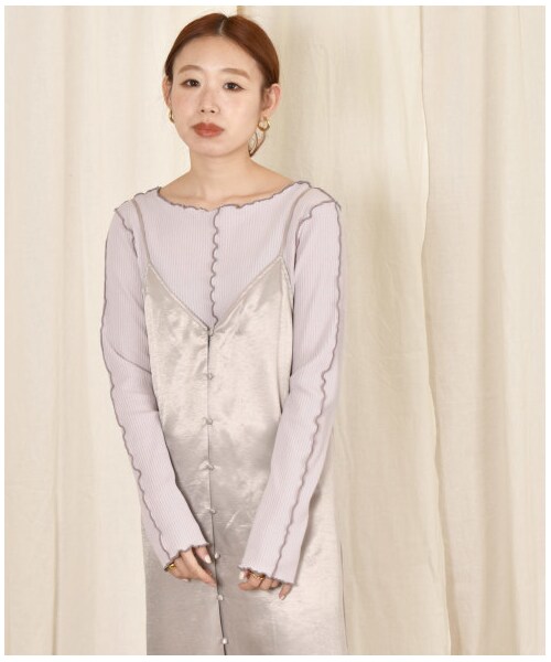 w closet(ダブルクローゼット)の「メロー切替長袖プルオーバー(トップス・レディース・アイボリー/グレーピンク/ベージュ/Lモカ/モカ・FREE/23.5/24.5/M/L)」の7枚目の写真