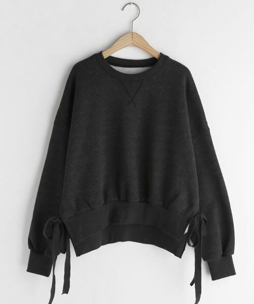 DHOLIC（ディーホリック）の「裏起毛サイドリボンスウェット（スウェット・レディース・ホワイト/ブラウン/グレー・FREE）」の2枚目の写真