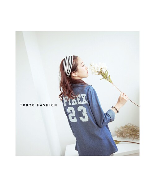 東京著衣(トーキョーファッション)の「皮革23字母數字牛仔襯衫(トップス・レディース・其他・F)」の1枚目の写真