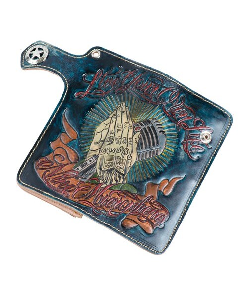 NineMicrophones（ナインマイクロフォンズ）の「【予約商品】LEATHER WALLET -Freedom I Want-【8月入荷予定】（アクセサリー・メンズ・BLACK/BROWN/BLUE/BURGUNDY/NAVY・FREE）」の3枚目の写真