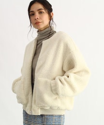 OZOC | ノーカラーボアブルゾン(ジャケット/アウター)