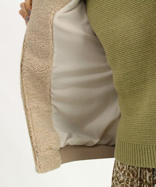 OZOC（オゾック）の「ノーカラーボアブルゾン（ジャケット/アウター・レディース・アイボリー(004)/キャメル(041)/ナチュラル(050)・38(M)）」の13枚目の写真