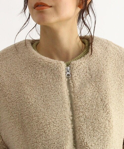 OZOC（オゾック）の「ノーカラーボアブルゾン（ジャケット/アウター・レディース・アイボリー(004)/キャメル(041)/ナチュラル(050)・38(M)）」の9枚目の写真