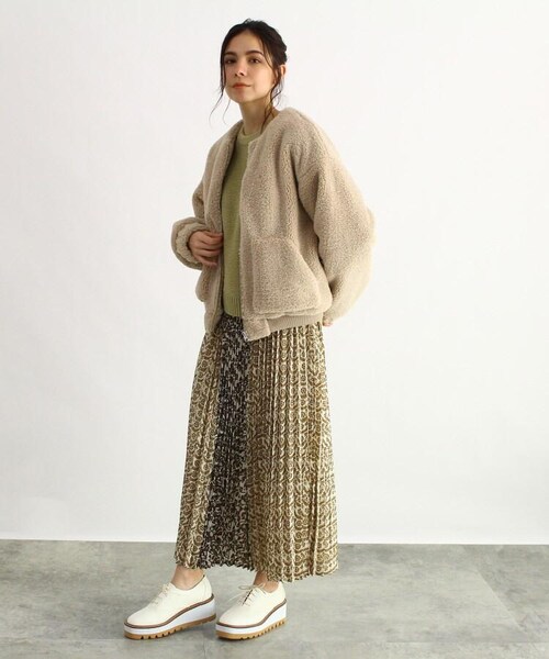 OZOC（オゾック）の「ノーカラーボアブルゾン（ジャケット/アウター・レディース・アイボリー(004)/キャメル(041)/ナチュラル(050)・38(M)）」の15枚目の写真