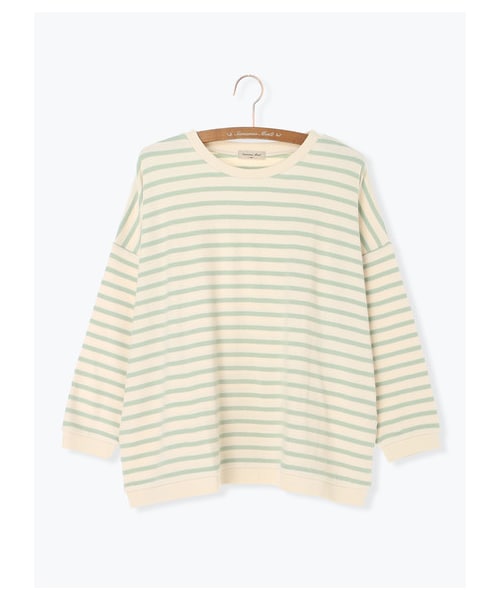 Samansa Mos2（サマンサ モスモス）の「スムースボーダービッグプルオーバー（トップス・オフホワイト/ブラック/マスタード/ミント・F）」の11枚目の写真