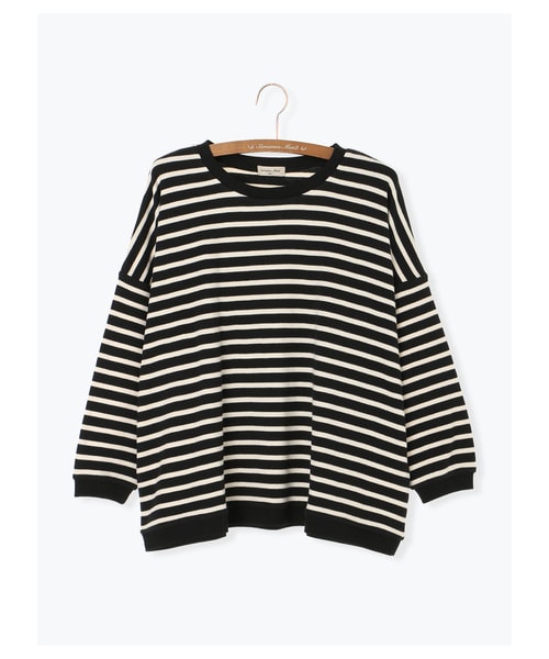 Samansa Mos2（サマンサ モスモス）の「スムースボーダービッグプルオーバー（トップス・オフホワイト/ブラック/マスタード/ミント・F）」の9枚目の写真