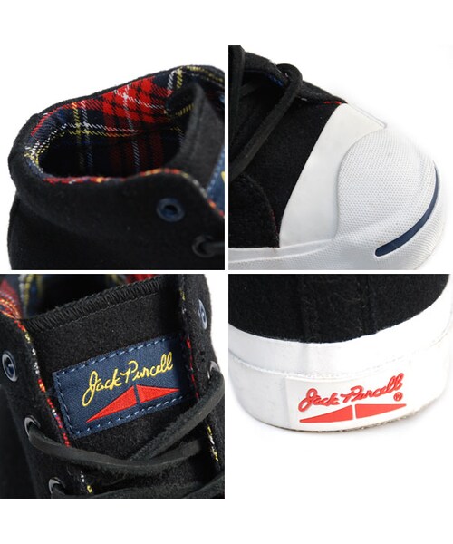 CONVERSE（コンバース）の「CONVERSE JACKPURCELL MID MELTON BLACK/CHECK（MID-CUT・メンズ・other・23.0cm/23.5cm/24.0cm/24.5cm/25.0cm/25.5cm/26.0cm/26.5cm/27.0cm/27.5cm/28.0cm/29.0cm/30.0cm）」の3枚目の写真