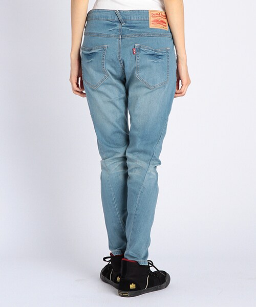 DOUBLE NAME（ダブルネーム）の「カットデニムスリムサルエルＰＴ（パンツ・サックス/オフシロ/柄A・S/M/L）」の5枚目の写真