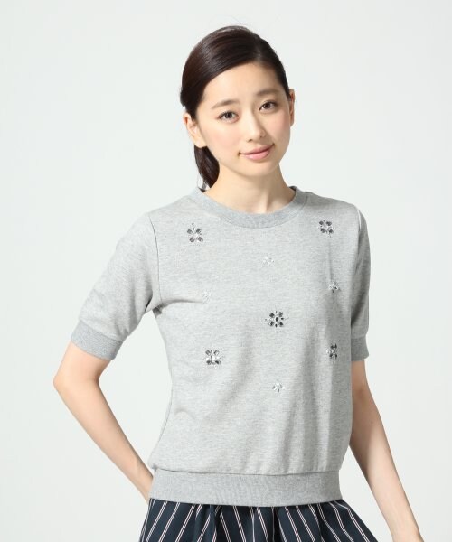 LOWRYS FARM(ローリーズファーム)の「インレイビジュープルオーバーショートスリーブ(トップス・レディース・オフ/グレー/ネイビー・M/L)」の2枚目の写真