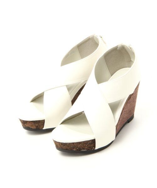JEANASIS(ジーナシス)の「クロスWヒールサンダル(シューズ・レディース・アイボリー/ブラック・M(23-23.5)/L(23.5-24))」の1枚目の写真