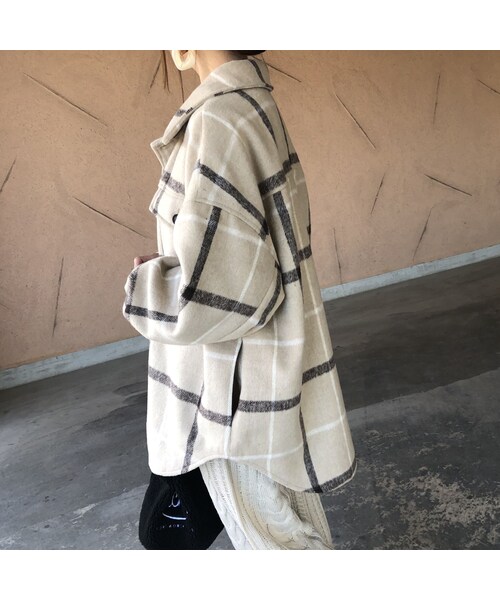 copine(コピン)の「1月8日再入荷!大人カジュアル!オーバーサイズチェック柄シャツジャケット(2color)(その他アウター・レディース・その他)」の4枚目の写真