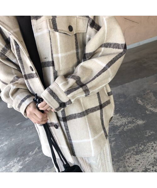 copine(コピン)の「1月8日再入荷!大人カジュアル!オーバーサイズチェック柄シャツジャケット(2color)(その他アウター・レディース・その他)」の7枚目の写真