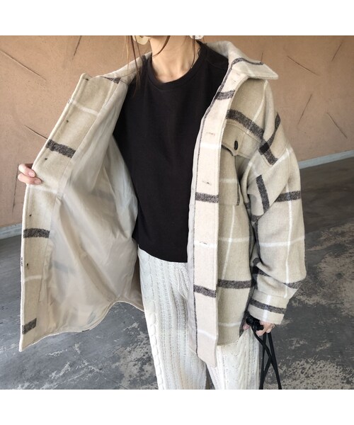 copine(コピン)の「1月8日再入荷!大人カジュアル!オーバーサイズチェック柄シャツジャケット(2color)(その他アウター・レディース・その他)」の6枚目の写真