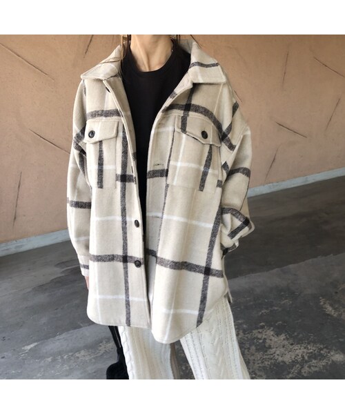 copine(コピン)の「1月8日再入荷!大人カジュアル!オーバーサイズチェック柄シャツジャケット(2color)(その他アウター・レディース・その他)」の1枚目の写真