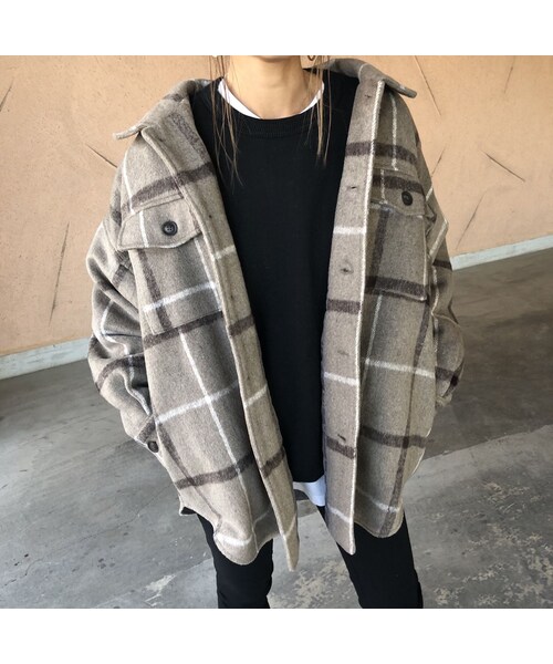 copine(コピン)の「1月8日再入荷!大人カジュアル!オーバーサイズチェック柄シャツジャケット(2color)(その他アウター・レディース・その他)」の10枚目の写真